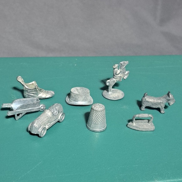 Other - VTG Monopoly Pewter Replacement Pieces Tokens Lot of‎ 8 Car Thimble Iron Hat Etc